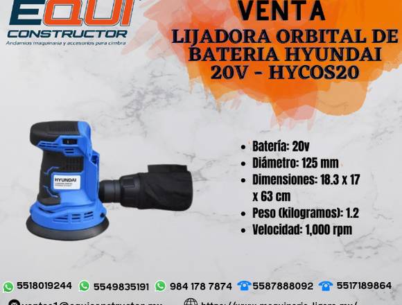 Venta de Lijadora Orbital de Bateria HYUNDAI 20V 