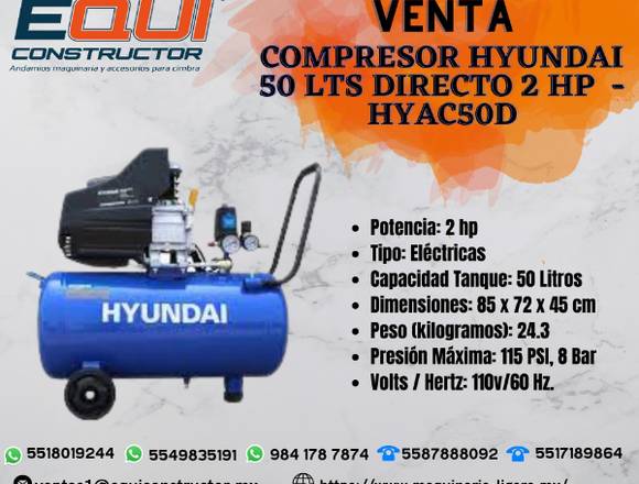 Venta de Compresor HYUNDAI 50 LTS directo 2HP