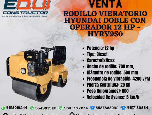 Venta de Rodillo Vibratorio HYUNDAI Doble 12hp