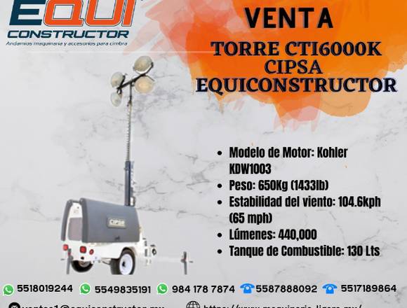 Venta de Torre CTI6000K CIPSA EQUICONSTRUCTOR