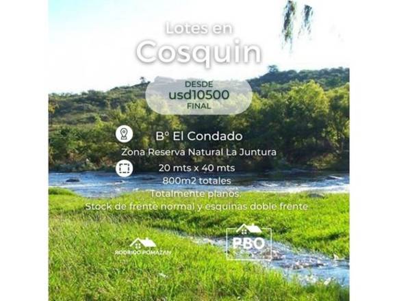 Terreno Cosquin Barrio El Condado 800m2