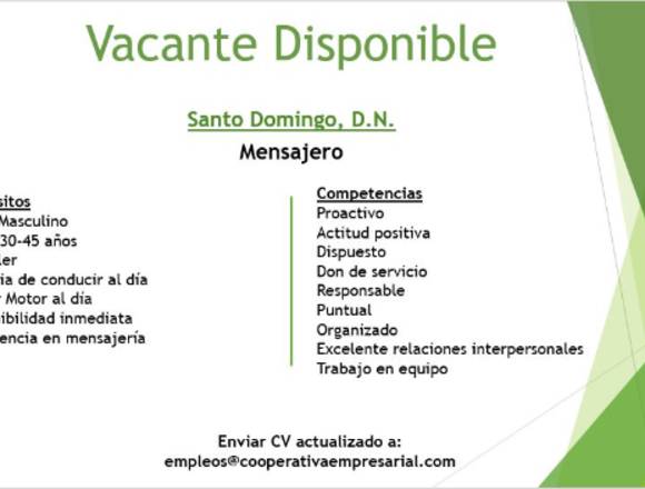 - Vacante Mensajero - 