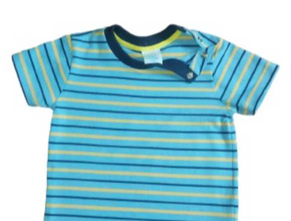 Camiseta azul a rayas para bebé