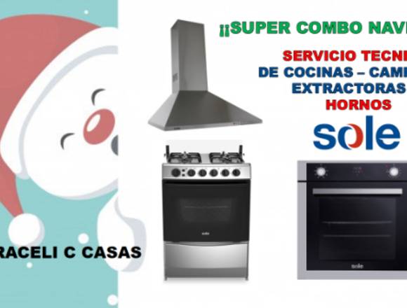 COMBO SOLE REPARAMOS , COCINAS , HORNOS Y CAMPANAS