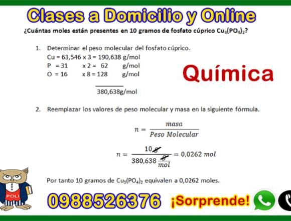 Clases a domicilio de física,química,matematica