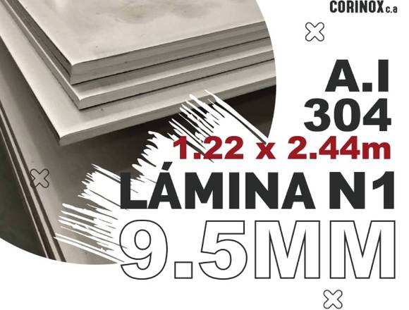 lamina acero inoxidable 9.5MM