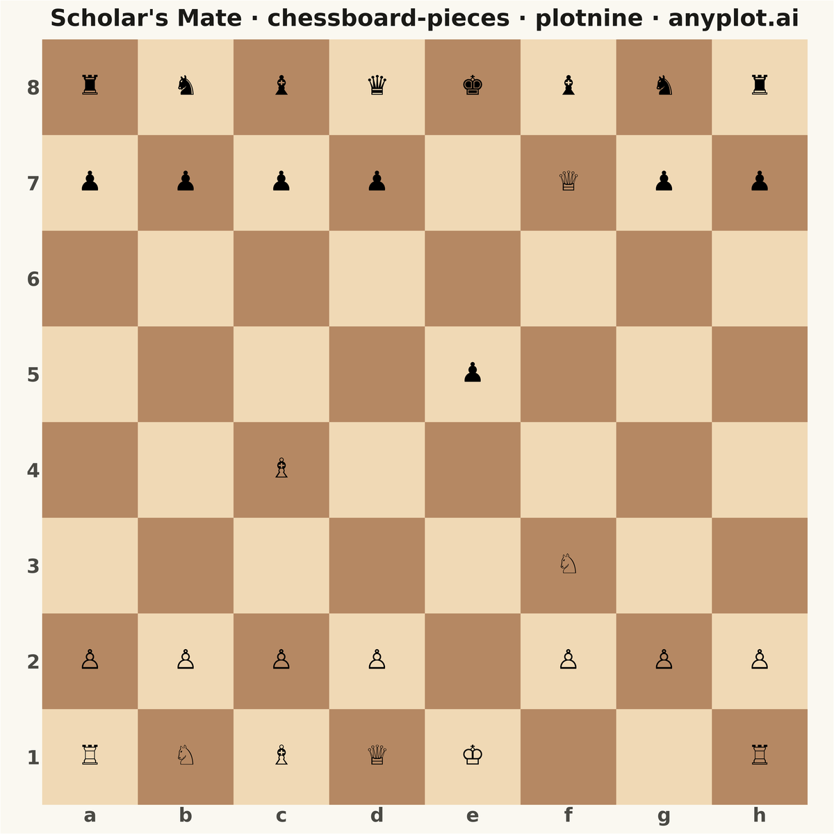 Chess Board with Pieces for Position Diagrams rendered with plotnine