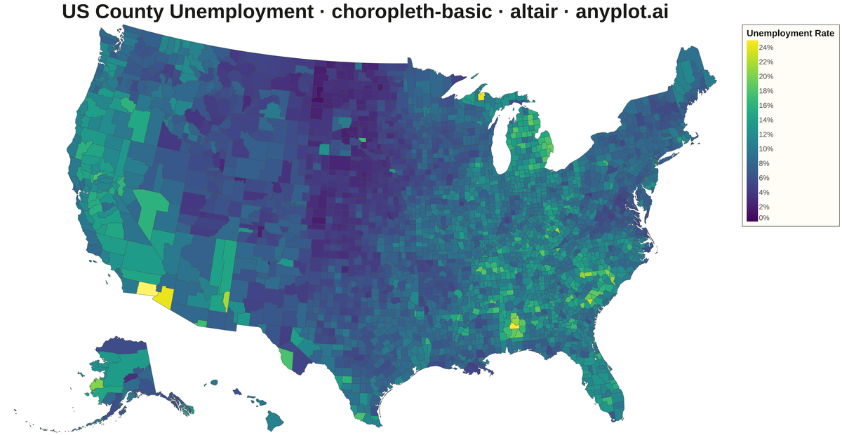 Choropleth Map with Regional Coloring rendered with Altair