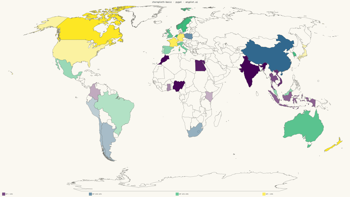 Choropleth Map with Regional Coloring rendered with Pygal