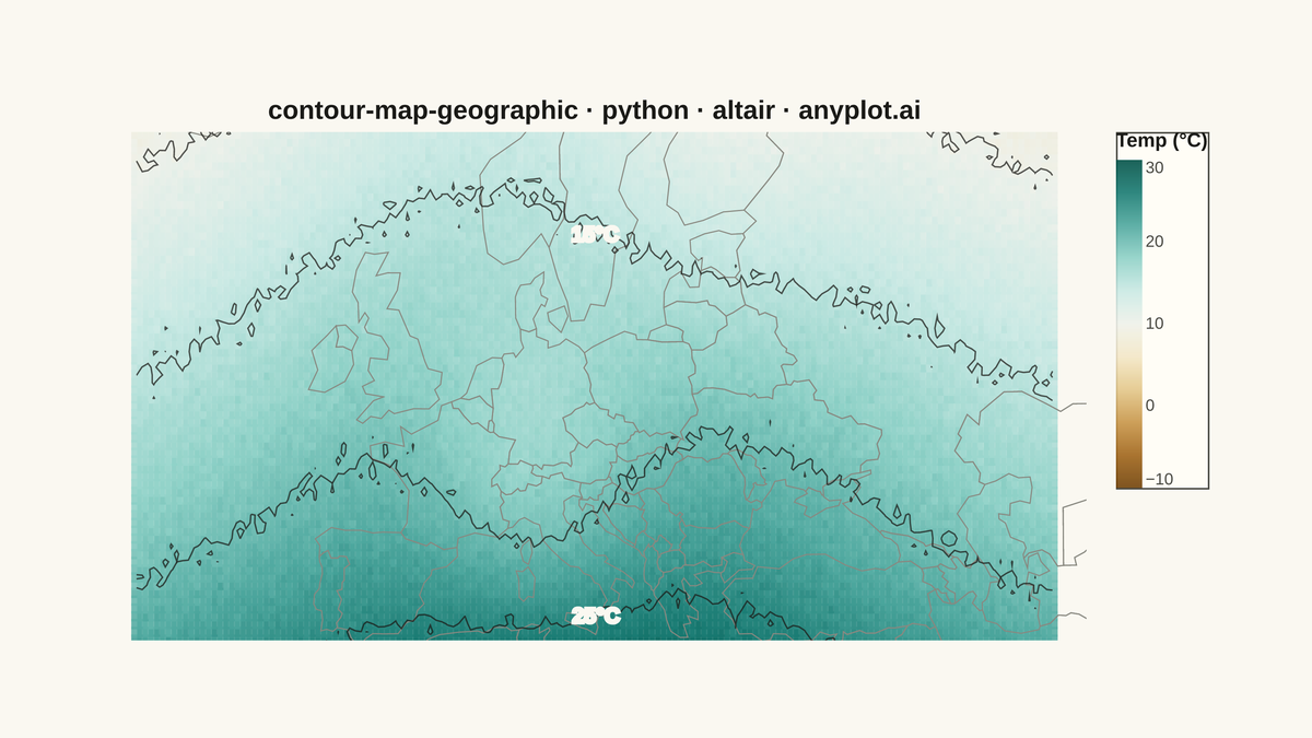 Contour Lines on Geographic Map rendered with Altair