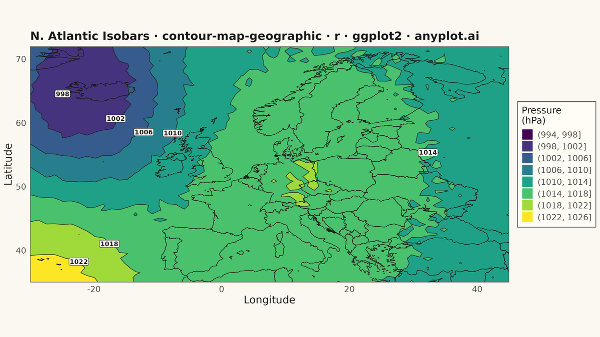 Contour Lines on Geographic Map rendered with ggplot2