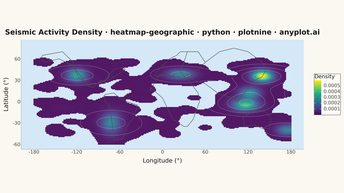 Geographic Heatmap for Spatial Density rendered with plotnine