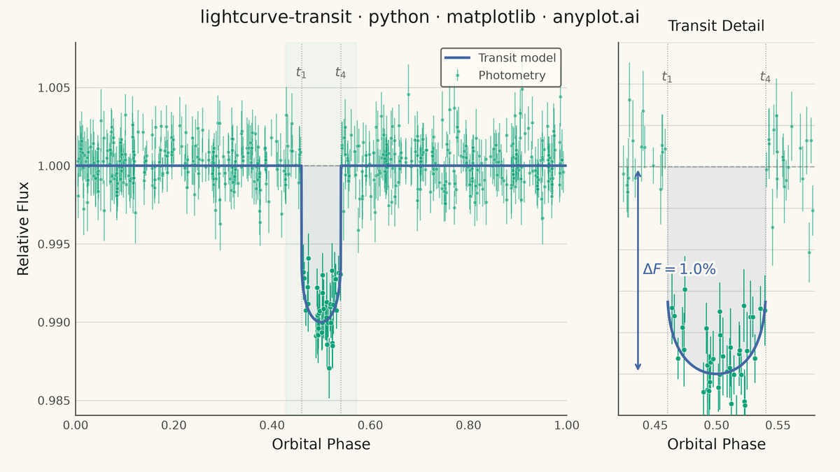 Astronomical Light Curve rendered with Matplotlib