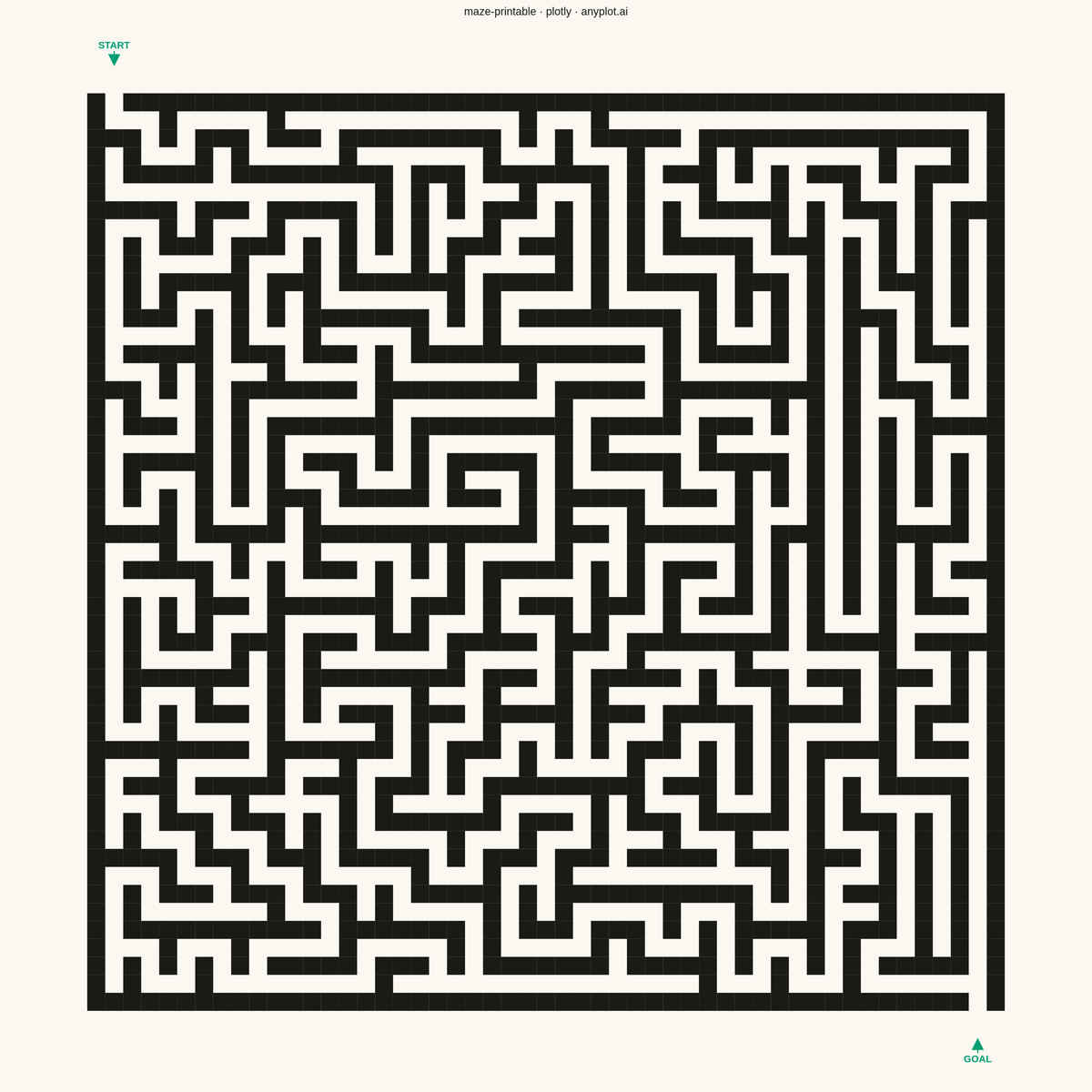 Printable Maze Puzzle rendered with Plotly