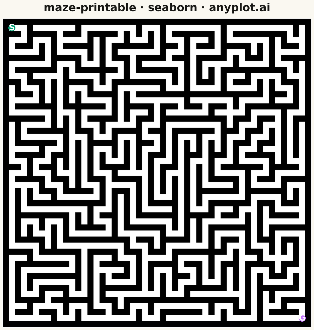 Printable Maze Puzzle rendered with Seaborn