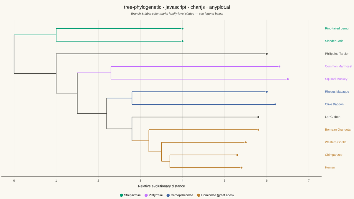 Phylogenetic Tree Diagram rendered with Chart.js