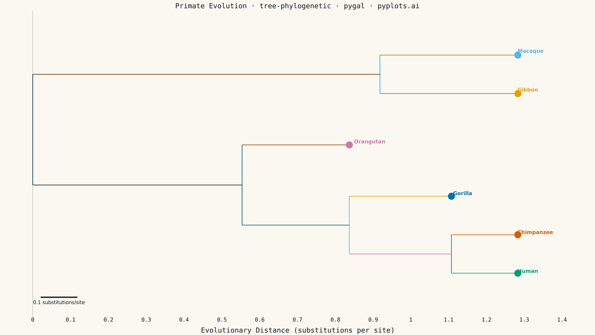 Phylogenetic Tree Diagram rendered with Pygal
