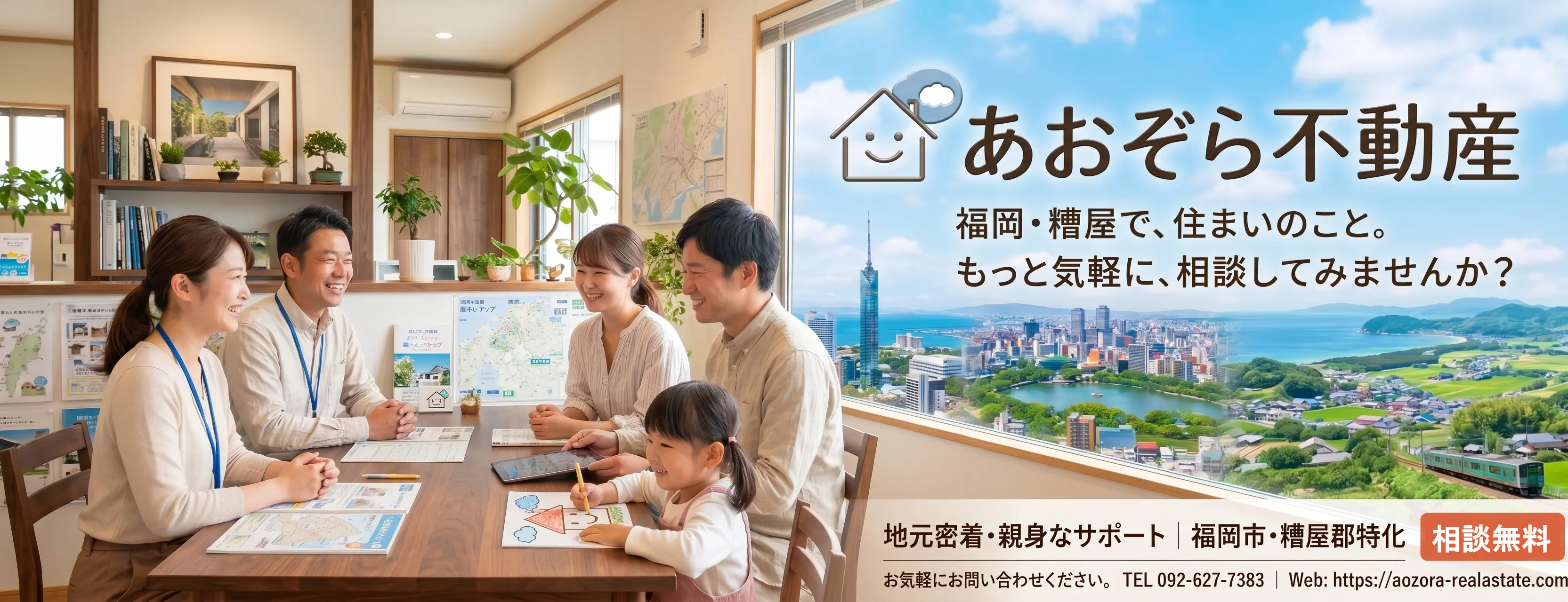 あおぞら不動産 メインビジュアル - 福岡市・糟屋郡の不動産売却・無料査定お悩み相談室