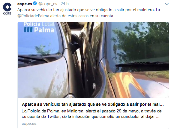 policia de palma multa aparcar pegado