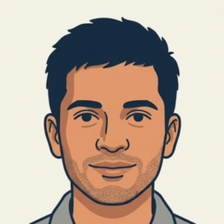 Illustrated portrait of a young South Asian man
