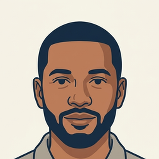 Illustrated portrait of a Black man with a short beard