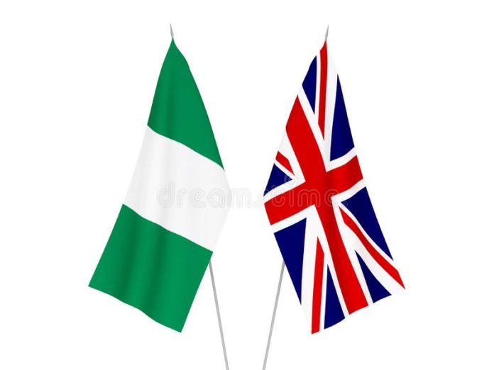 add great britain nigeria flags national fabric flags great britain nigeria isolated white background d rendering