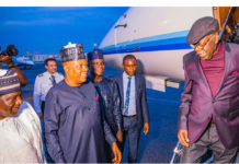 aede bola tinubu at the airport after his arrival from london
