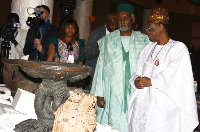 ad fg receives repatriated benin bronzes from germany in abuja