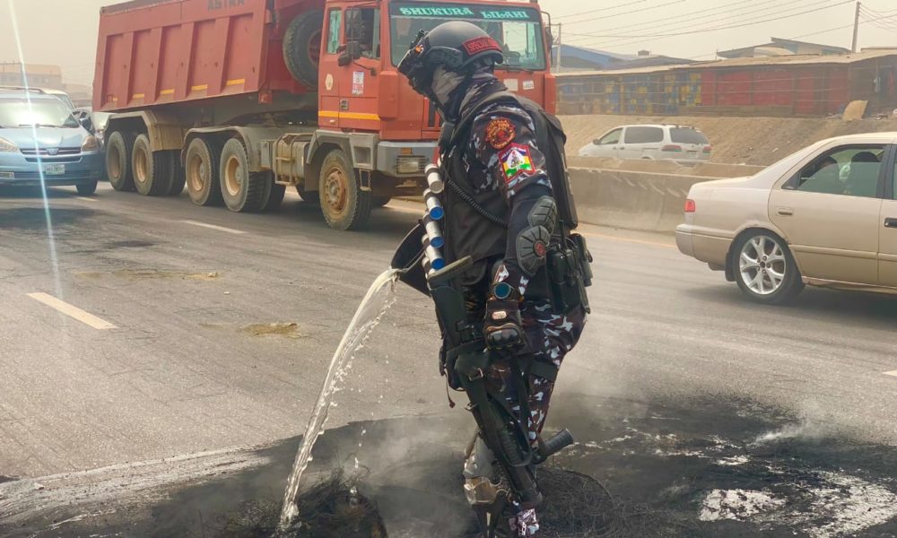 Lagos response team clears debris burnt by protesters - nigeria newspapers online