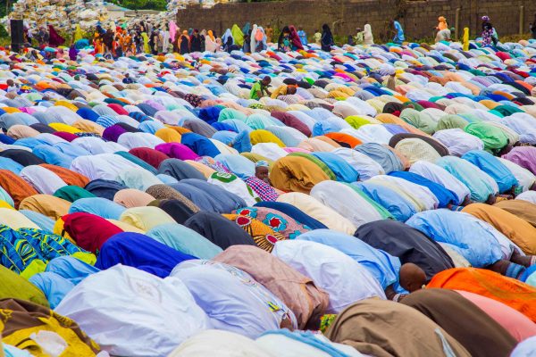 adbaa mussy muslims praying at the prayer ground to end ramadan fasting period in lagos earlier today e