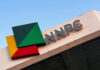 FILE PHOTO: The new logo of the privatised Nigeria oil company is seen at the NNPC Mega Gas Station in Abuja