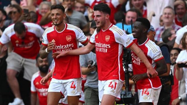Rice scores as arsenal hit back to beat man united 3-1 - nigeria newspapers online