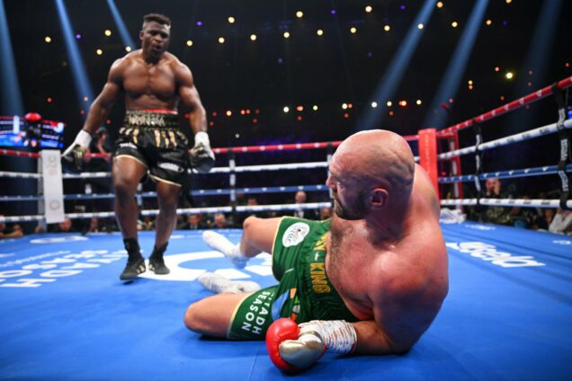 Moment francis ngannou knocked down tyson fury in riyadh - nigeria newspapers online