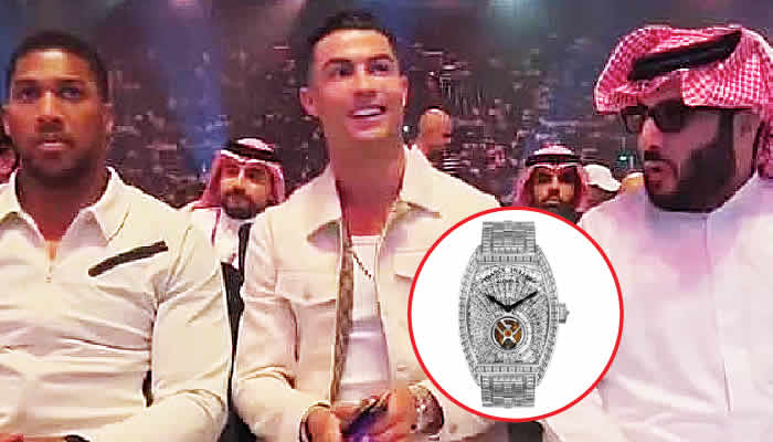 Ronaldo shows off £1 4m diamond watch during usyk fury fight - nigeria newspapers online
