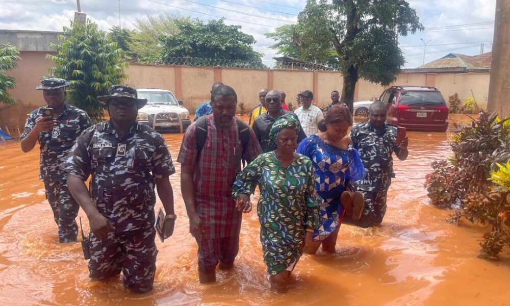 PHOTOS: Flood Takes Over Edo INEC head Office Few Months To election