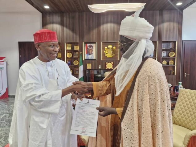 Governor yusuf gives appointment letter to emir of gaya - nigeria newspapers online