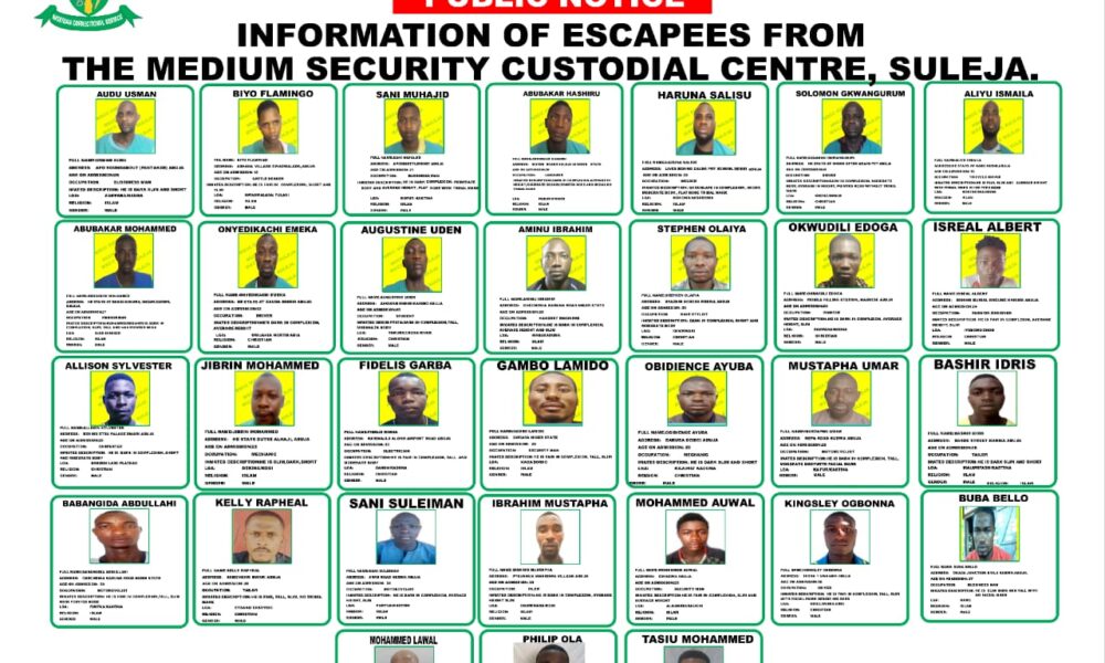 Fg releases pictures names of fleeing inmates from suleja prison - nigeria newspapers online