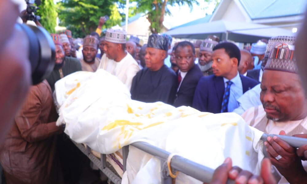 Photos shettima leads mourners to zulums late commissioners funeral - nigeria newspapers online