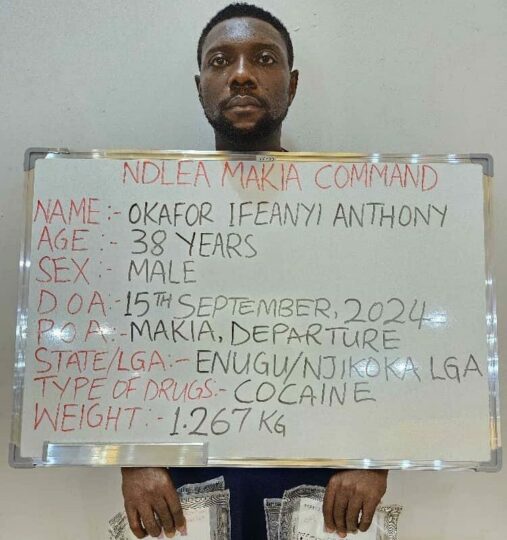 Nigerian drug mule okafor excretes 76 cocaine pellets after ndlea arrest - nigeria newspapers online