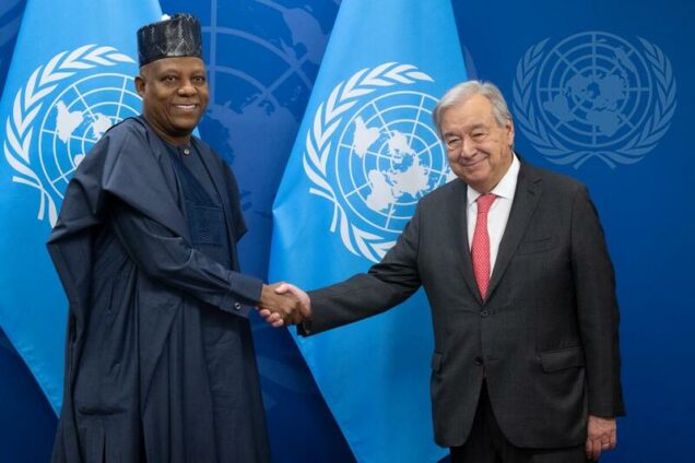 Photo shettima meets un chief antonio guterres in new york - nigeria newspapers online