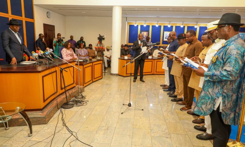 Lg poll bala mohammed in rivers as fubara swears in app winners - nigeria newspapers online