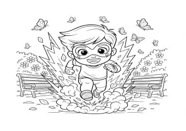 Desenho para colorir Pequeno Herói em Ação