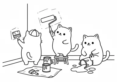 Gatinhos pintando parede minimalistas