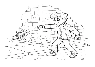 Menino Brincando de Pião