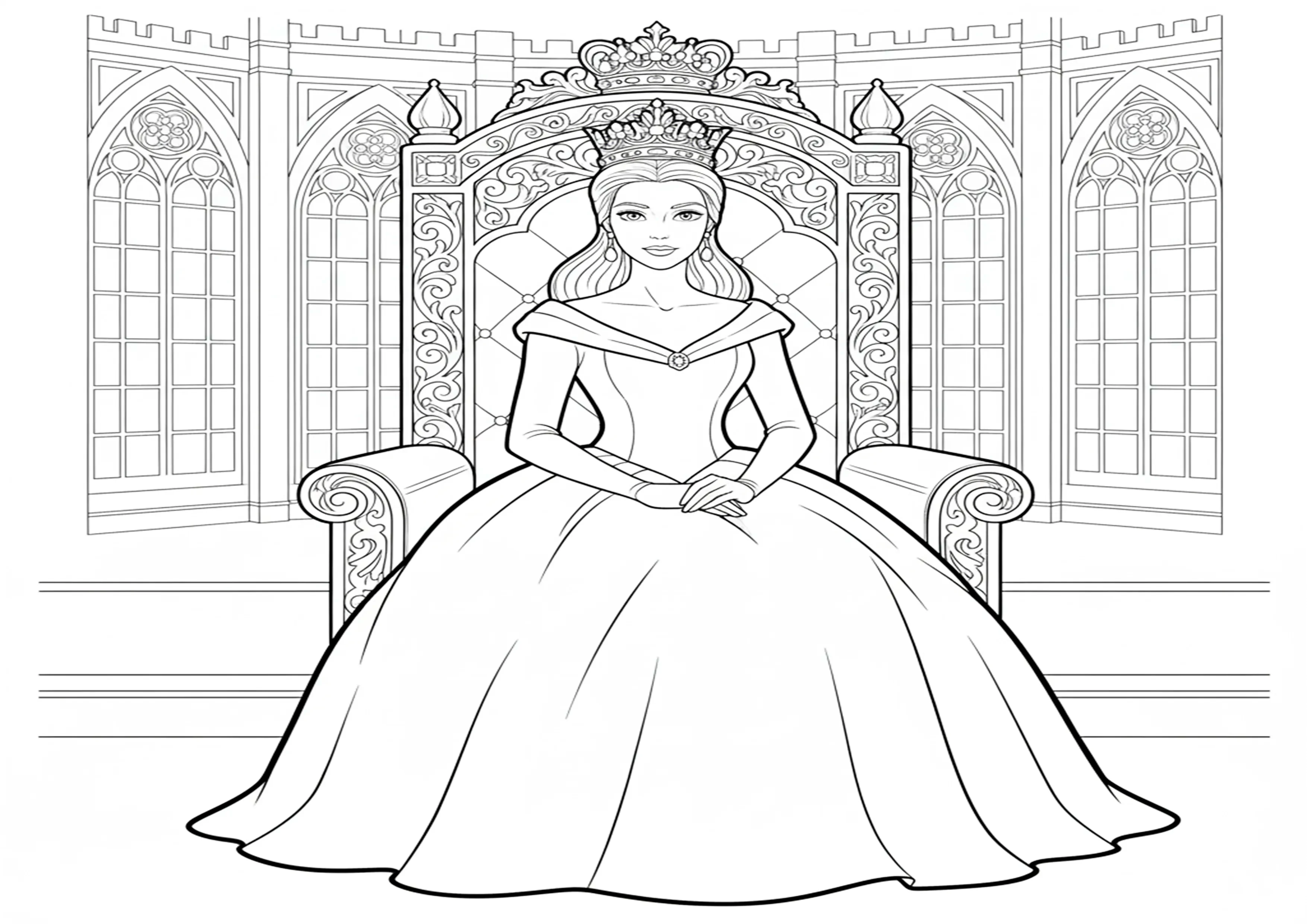 Princesa sentada em um trono