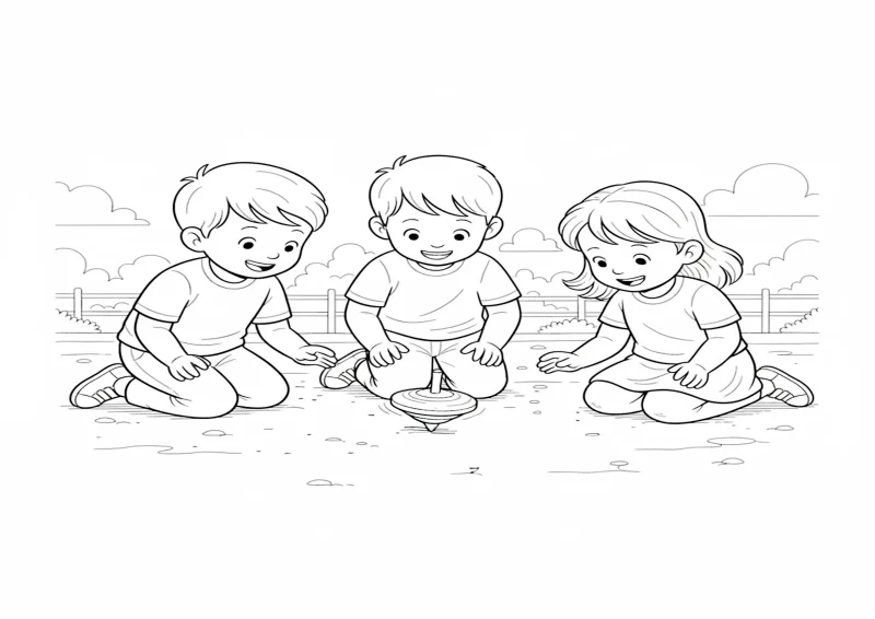 Crianças Jogando Pião