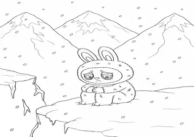 Labubu Sentado na Neve