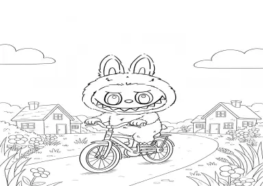 Labubu andando de bicicleta