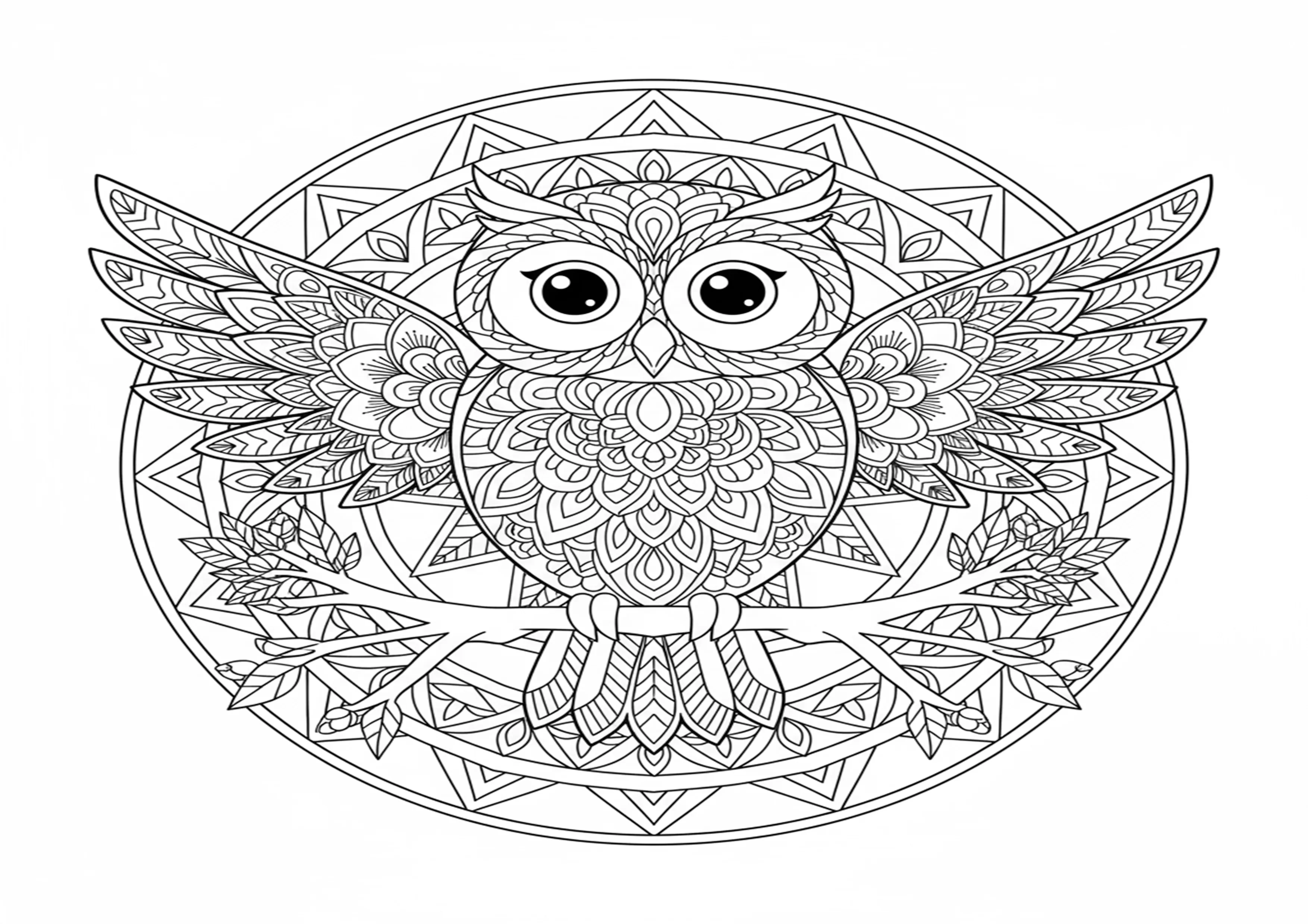 Coruja Mandala Geometria Simétrica