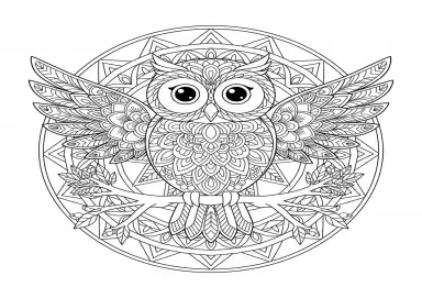 Coruja Mandala Geometria Simétrica